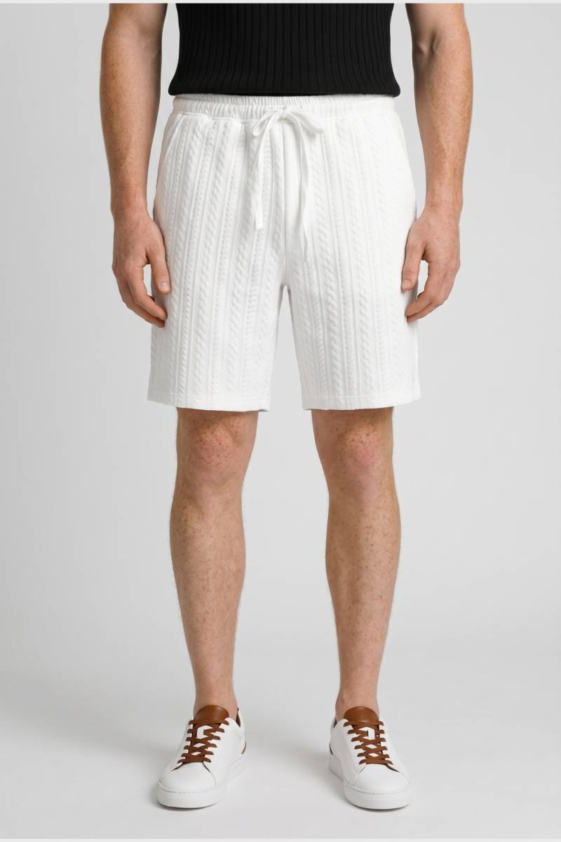 Korte Broek Heren - Gestructureerde Weave met Trekkoord | Wit — Wit