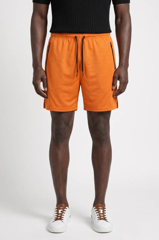 Korte Broek Heren - Sportief met Trekkoord | Zakken — Oranje