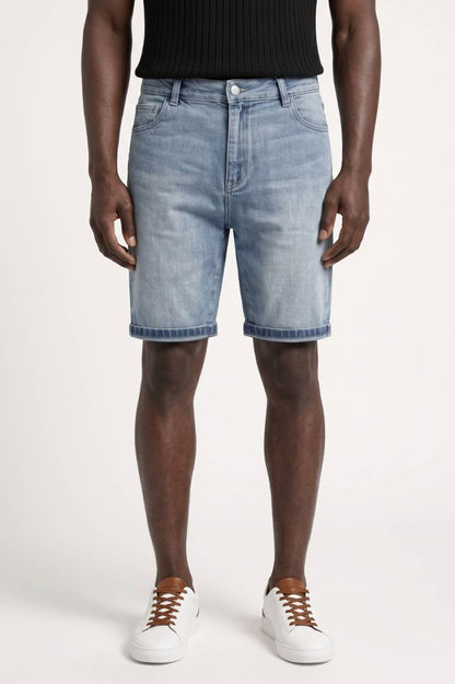 Korte Jeans Heren - Lichtblauwe Vintage Wassing | Comfort — Lichtblauw