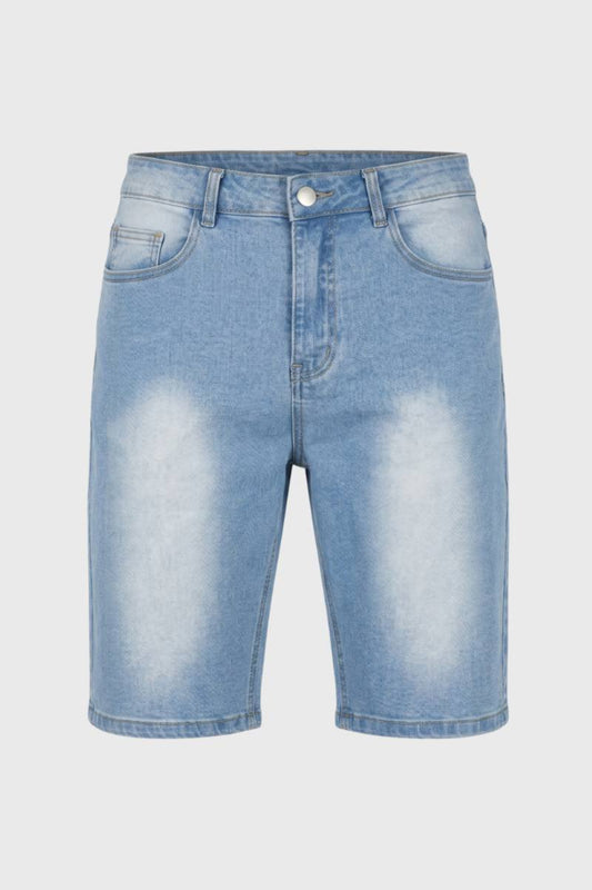 Korte Jeans Heren - Lichtblauwe Wassing met Slim Fit | Zomer — Jeansblauw