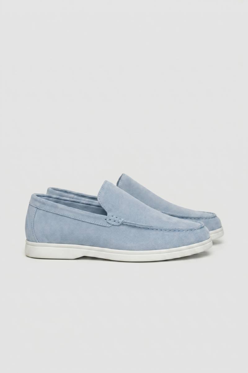 Loafers Heren - Comfortabel | Instappers met Witte Zool — Lichtblauw