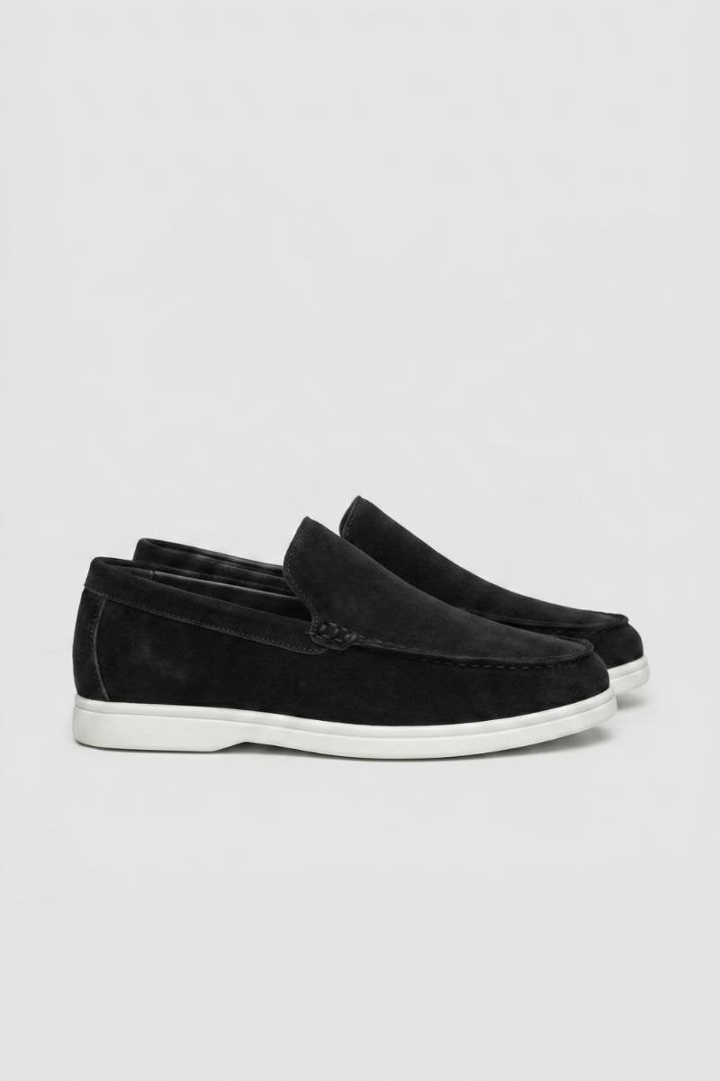 Loafers Heren - Comfortabel | Instappers met Witte Zool — Zwart