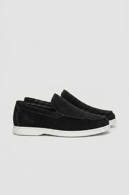 Loafers Heren - Comfortabel | Instappers met Witte Zool — Zwart