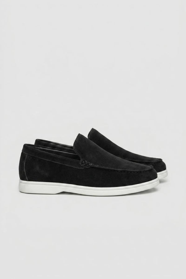 Loafers Heren - Comfortabel | Instappers met Witte Zool — Zwart