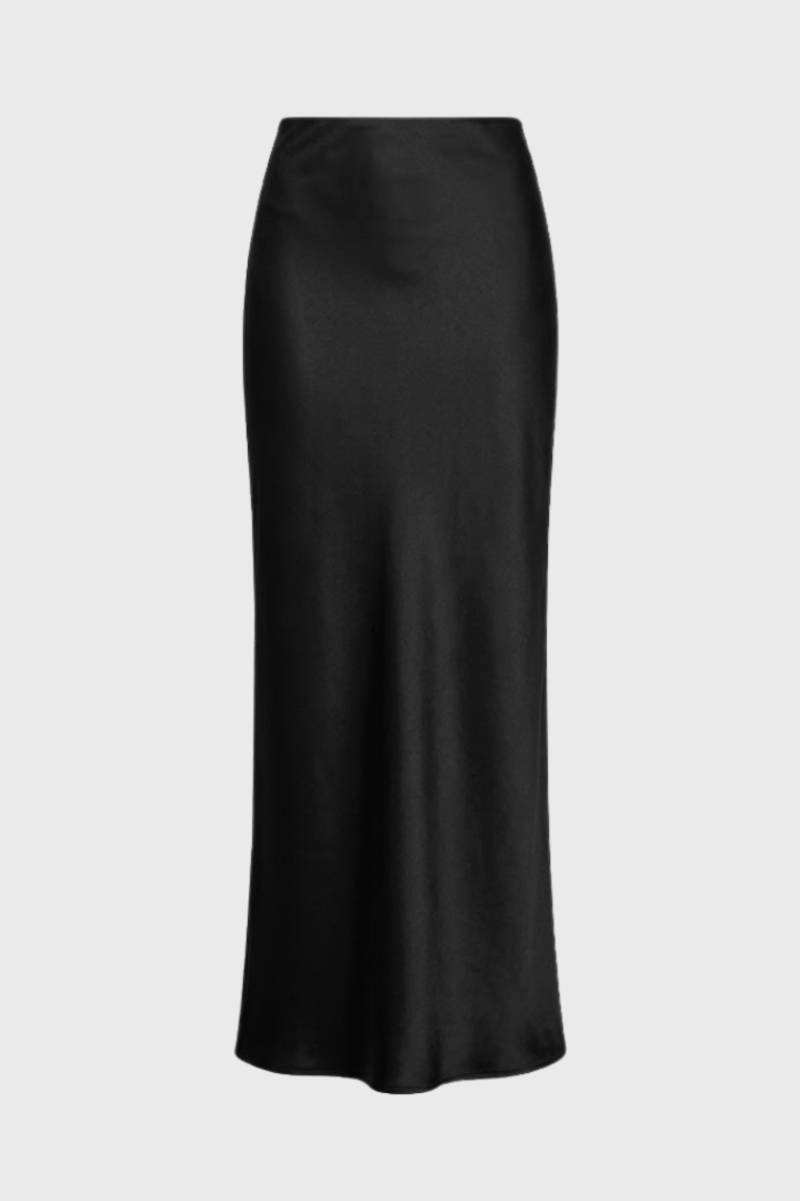 Maxi Rok Dames - Hoge Taille met Rits | Elegant — Zwart