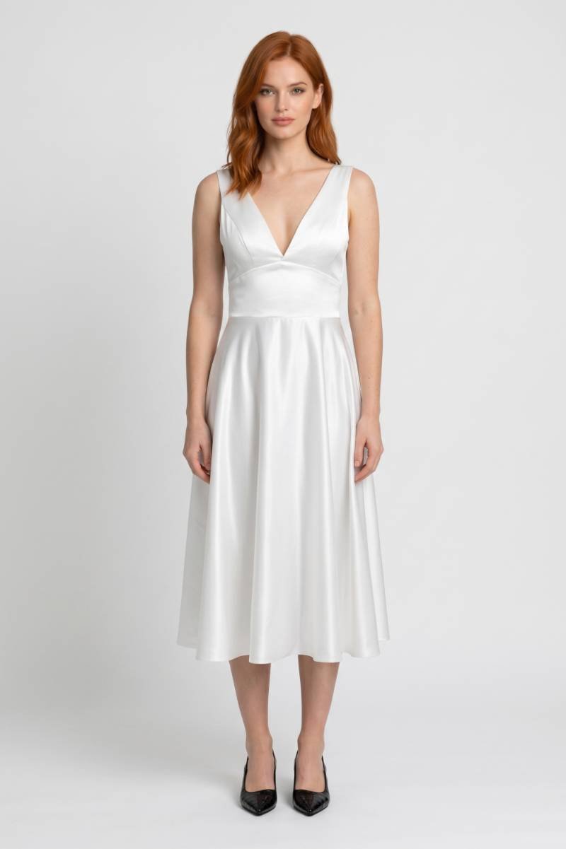 Midi Jurk Dames - Diepe V-hals | Mouwloos