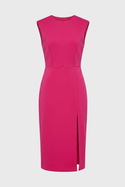 Midi Jurk Dames - Getailleerd met Split | Mouwloos — Felroze