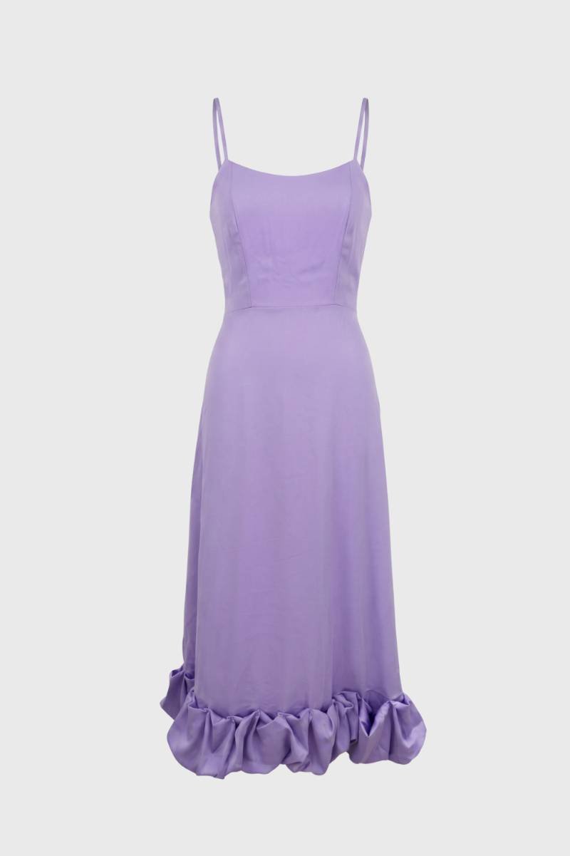 Midi Jurk Dames - Ruches Detail | Spaghetti Bandjes — Lavendel