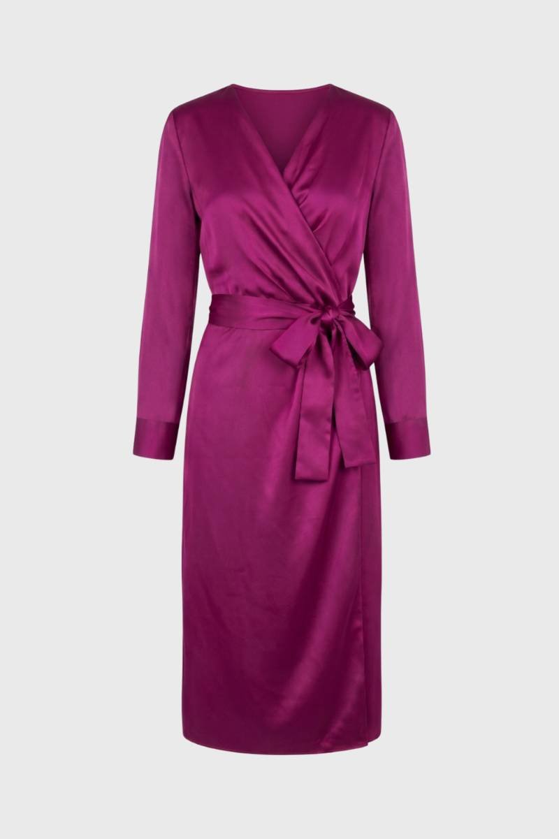 Midi Jurk Dames - Wikkel Model met Strikceintuur | Chique — Paars