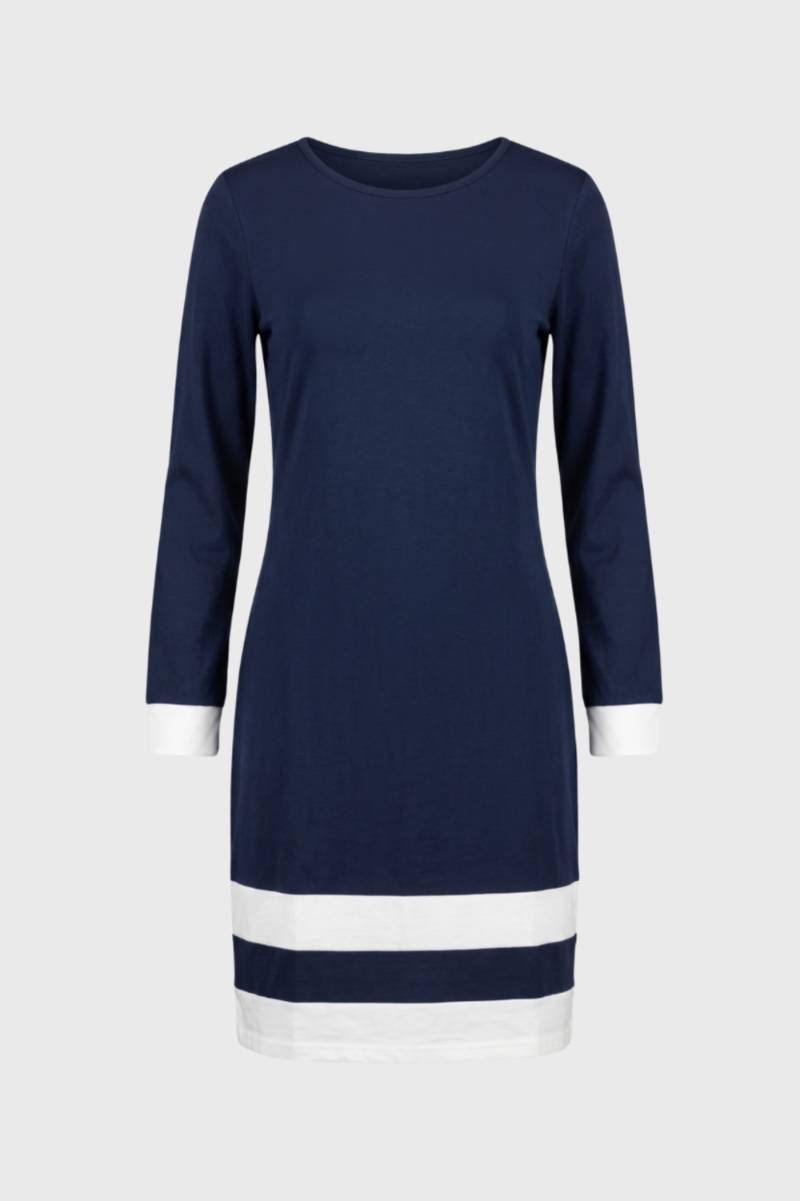 Mini Jurk Dames - Gestreepte Details | Lange Mouwen — Navy