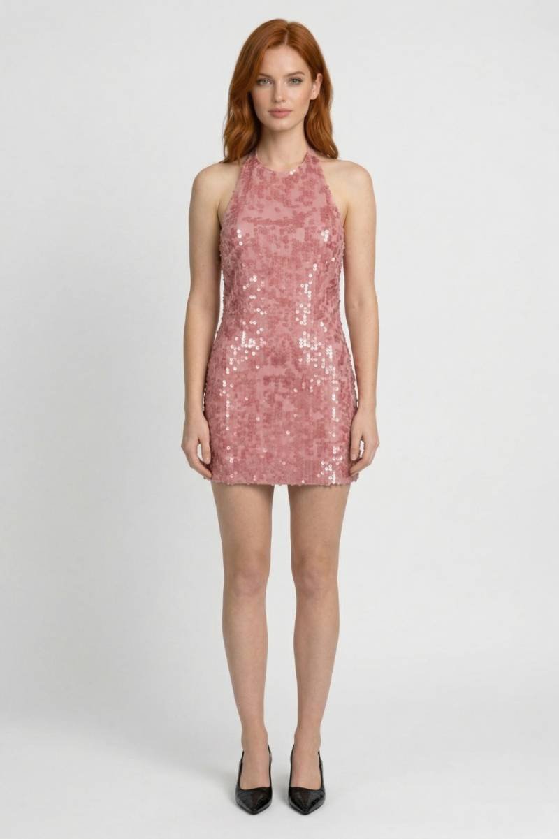 Mini Jurk Dames - Halterneck met Pailletten | Feestelijk