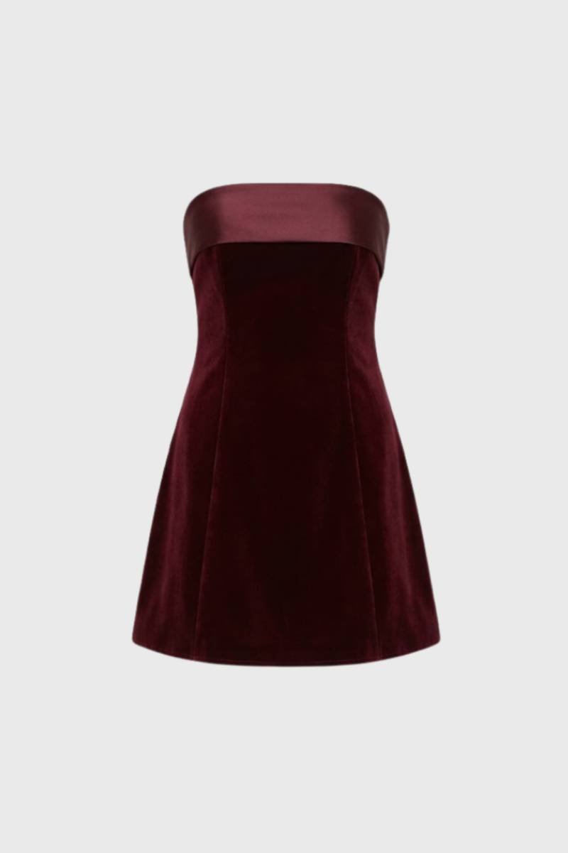 Mini Jurk Dames - Strapless Elegante Pasvorm | Chique - Bordeaux