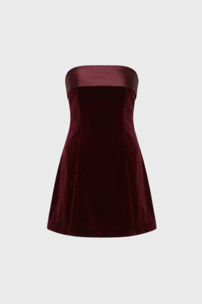 Mini Jurk Dames - Strapless Elegante Pasvorm | Chique - Bordeaux