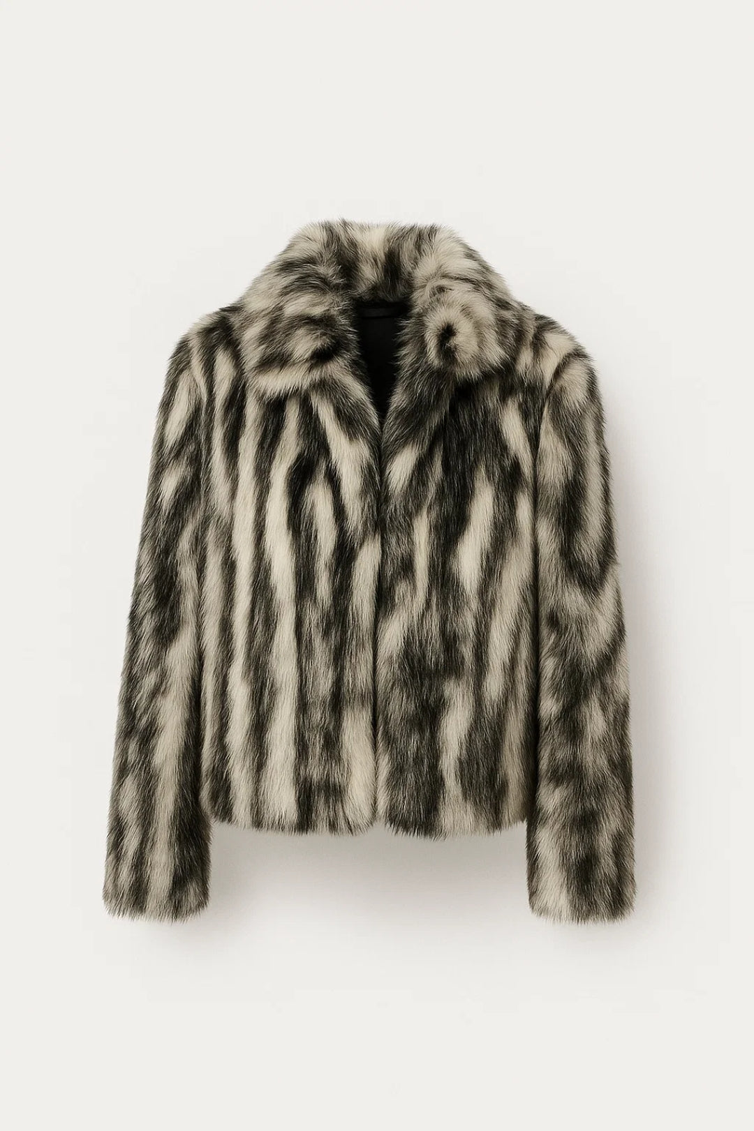 Korte Damesjas | Faux Fur met Strepenpatroon | Luxe en Warm