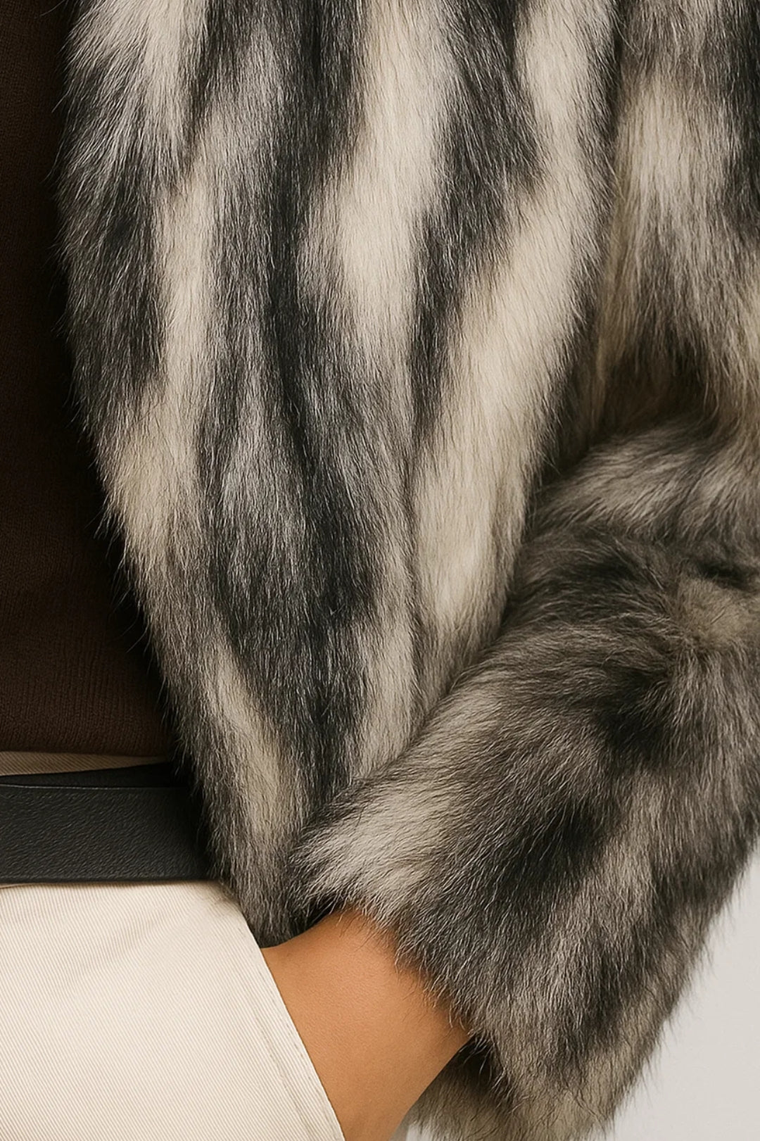Korte Damesjas | Faux Fur met Strepenpatroon | Luxe en Warm