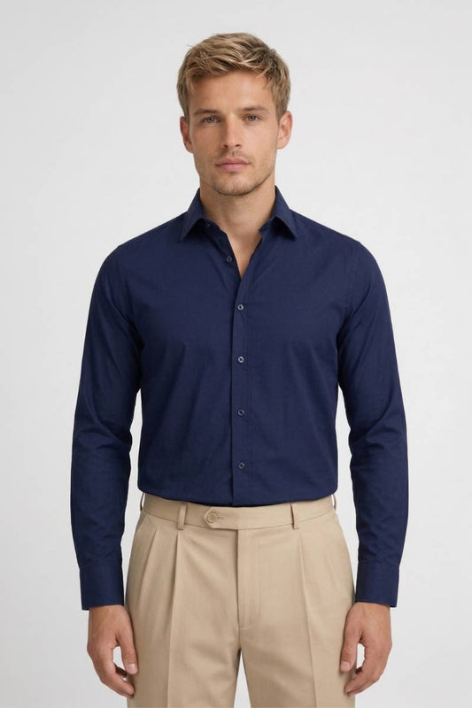 Overhemd Heren - Business Klassiek | Lange Mouw - Navy