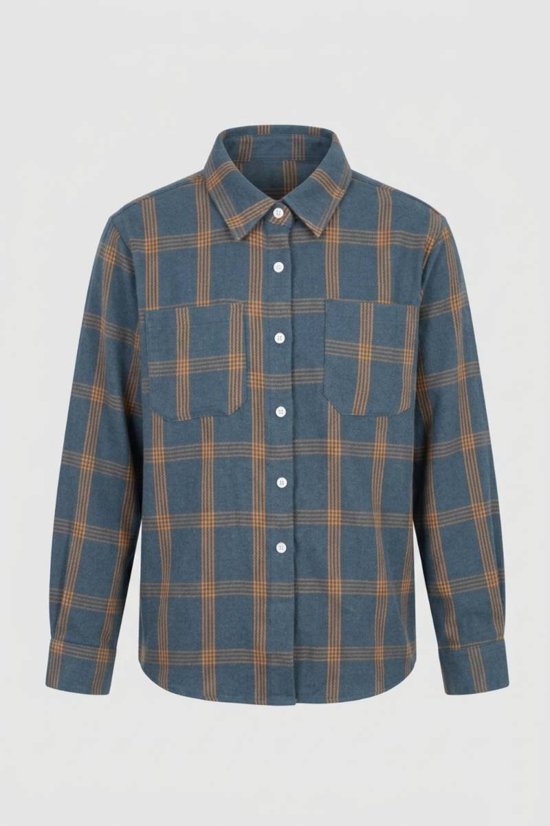 Overhemd Heren - Geruit Blauw Bruin | Lange Mouwen — Geruit Blauw