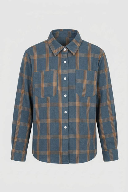 Overhemd Heren - Geruit Blauw Bruin | Lange Mouwen — Geruit Blauw