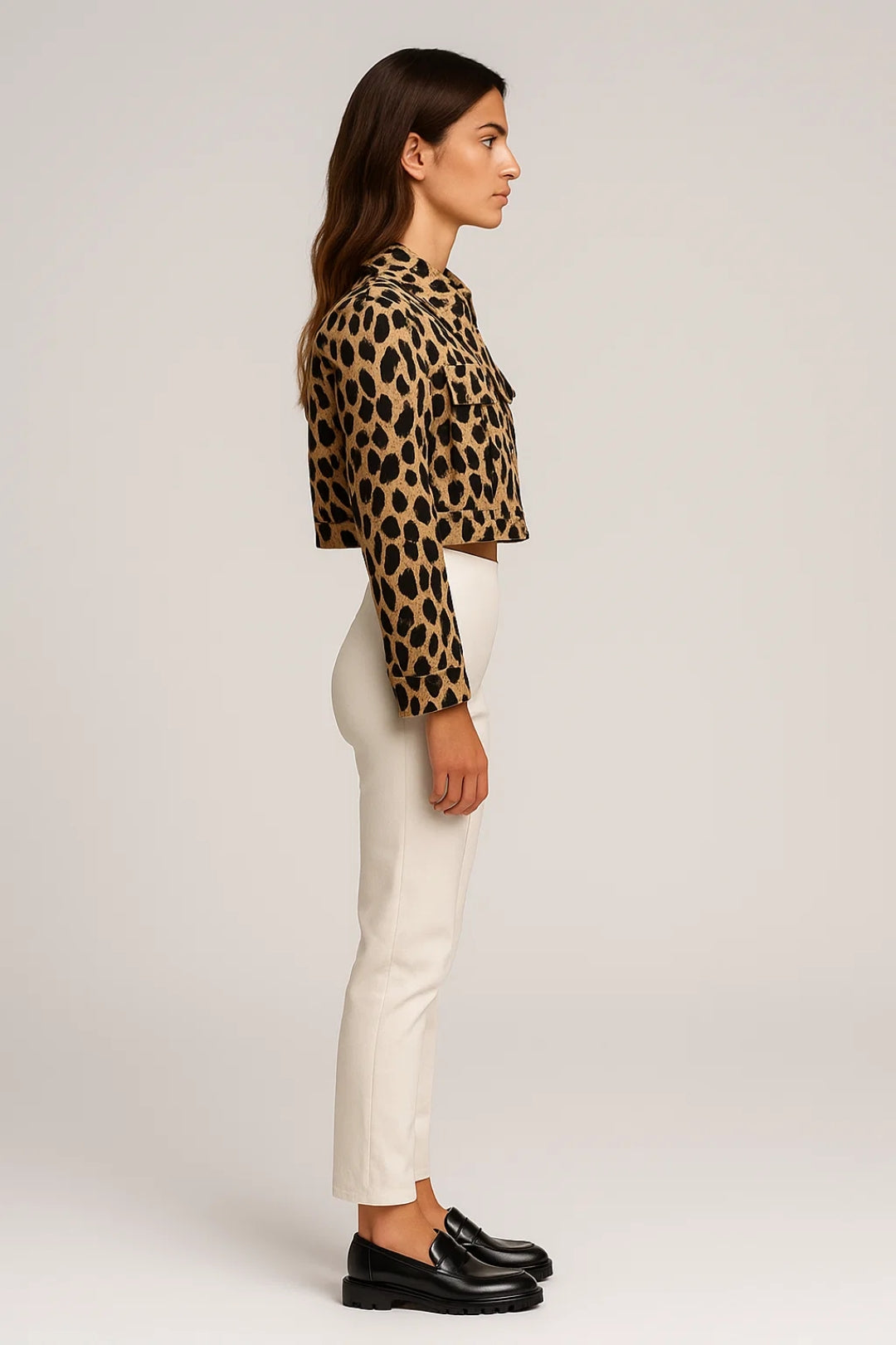 Korte Damesjas | Animalprint met Rits en Klepzakken | Statement en Stoer