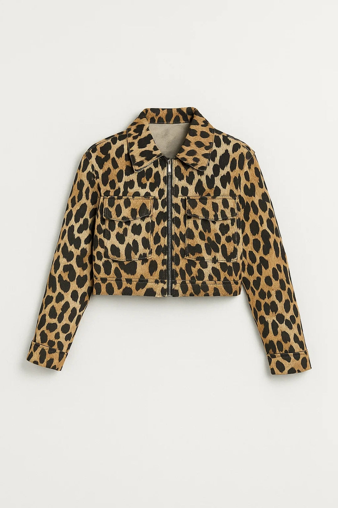 Korte Damesjas | Animalprint met Rits en Klepzakken | Statement en Stoer