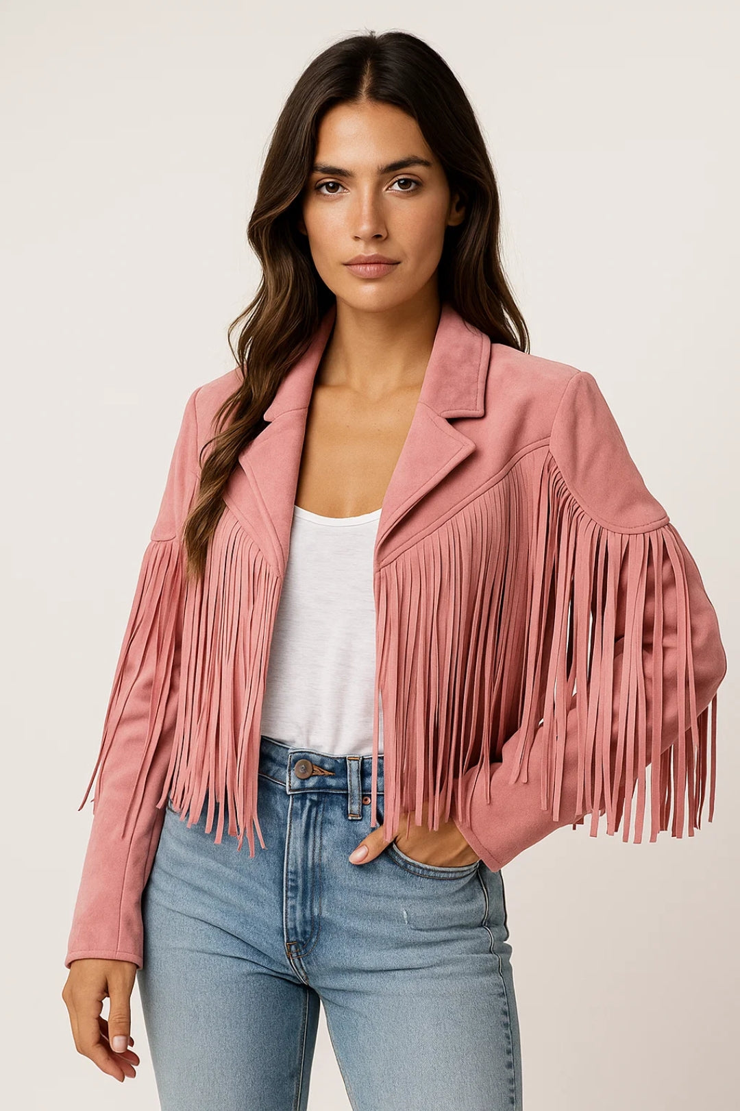 Cropped Damesjas | Westernstijl met Franjes | Speels en Trendy