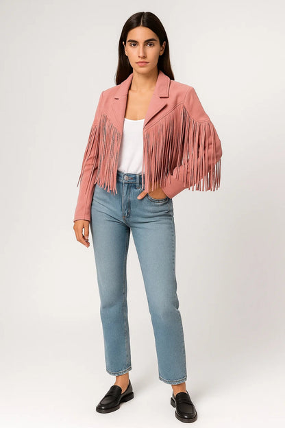 Cropped Damesjas | Westernstijl met Franjes | Speels en Trendy