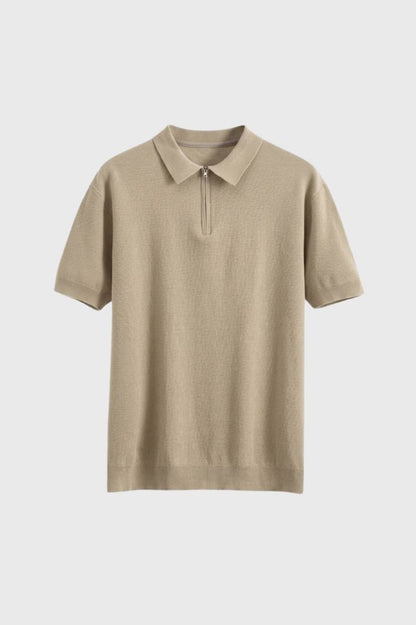 Polo Heren - Gebreide Stijl met Rits | Comfortabel — Beige