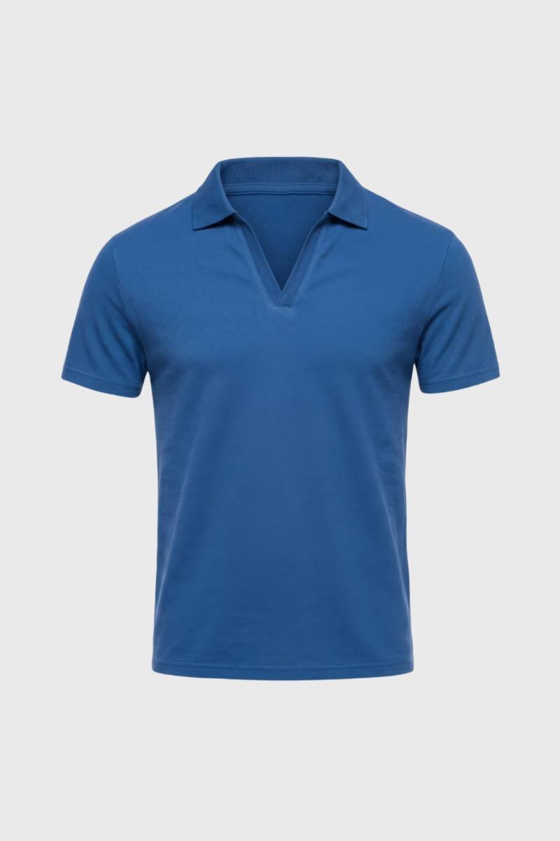 Polo Heren - Klassieke V-hals | Korte Mouwen — Blauw
