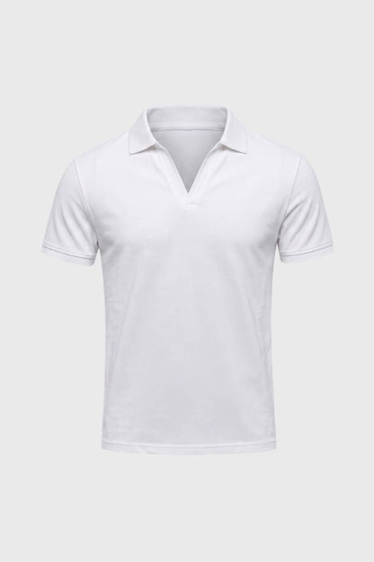 Polo Heren - Klassieke V-hals | Korte Mouwen — Wit