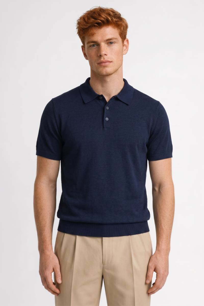 Polo Heren - met Knoopsluiting | Klassiek — Donkerblauw