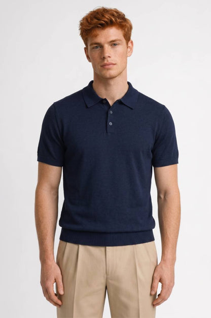 Polo Heren - met Knoopsluiting | Klassiek — Donkerblauw