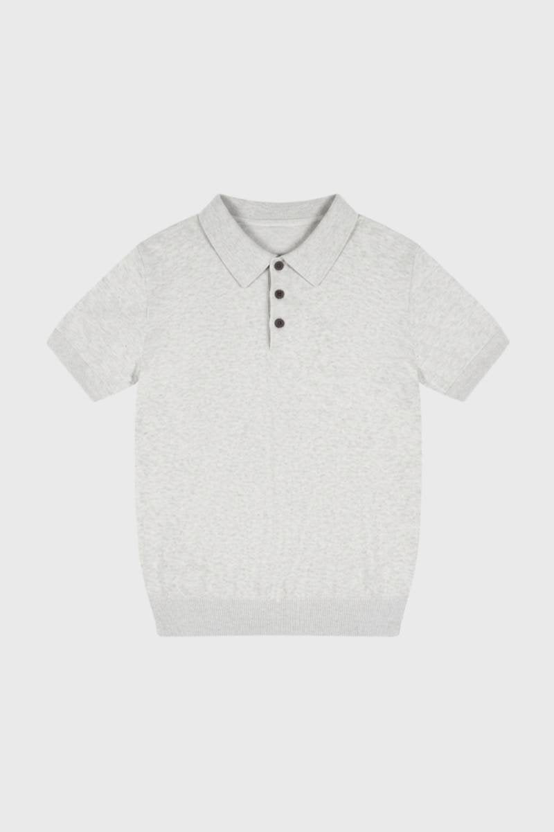 Polo Heren - met Knoopsluiting | Klassiek — Lichtgrijs