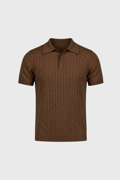 Polo Heren - met Knoopsluiting | Vintage Stijl — Bruin