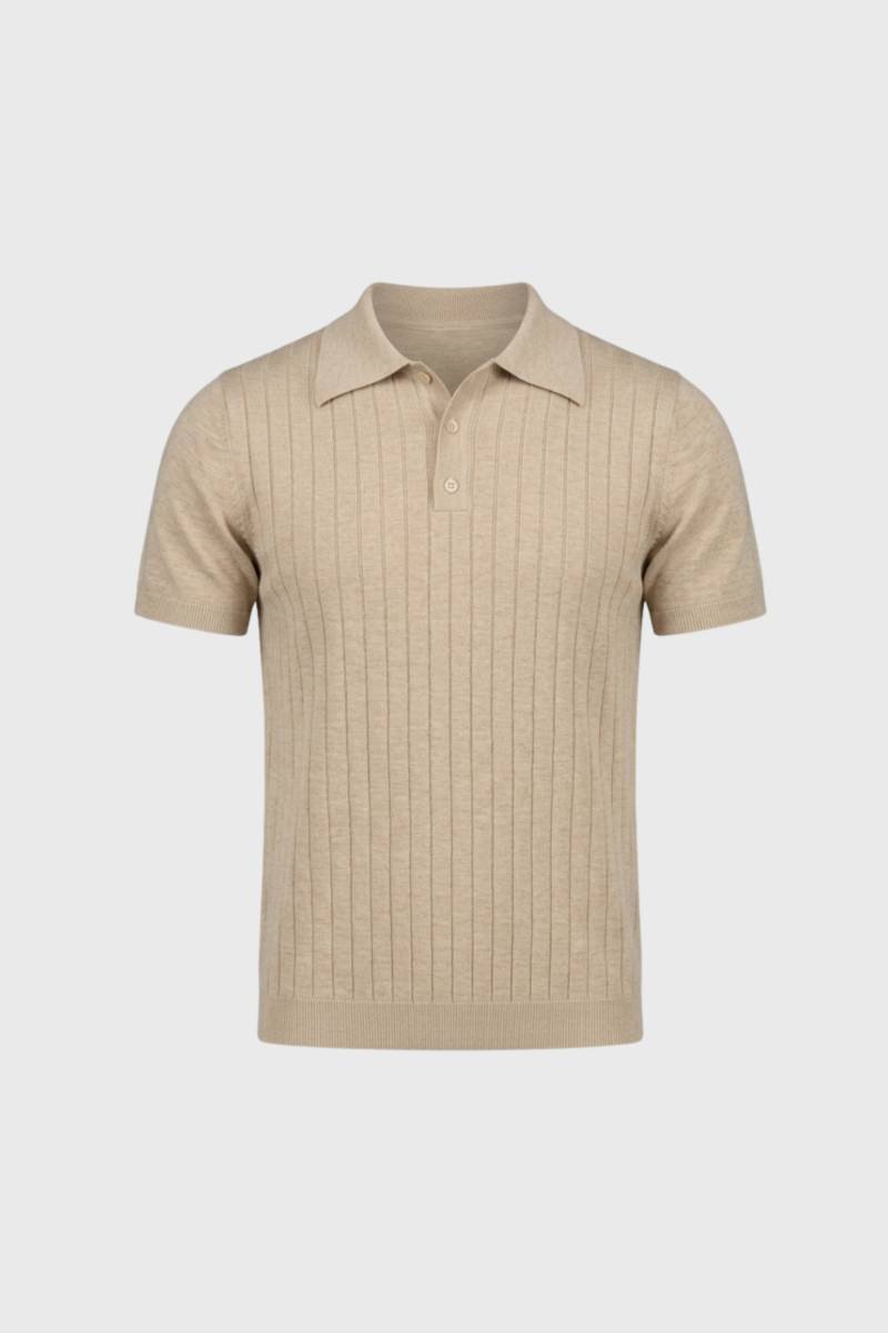 Polo Heren - met Knoopsluiting | Vintage Stijl — Beige