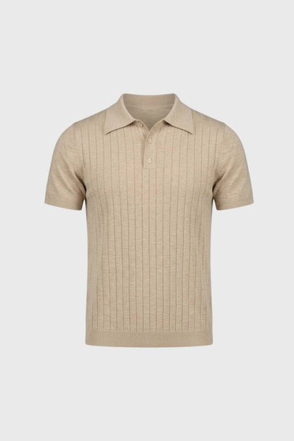 Polo Heren - met Knoopsluiting | Vintage Stijl — Beige