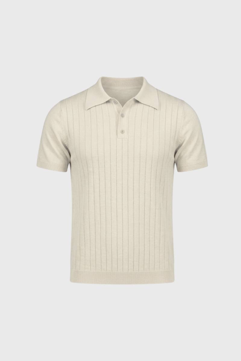 Polo Heren - met Knoopsluiting | Vintage Stijl — Beige