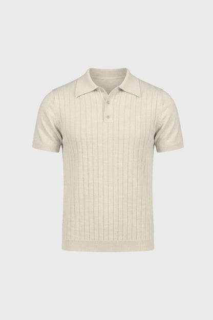 Polo Heren - met Knoopsluiting | Vintage Stijl — Beige
