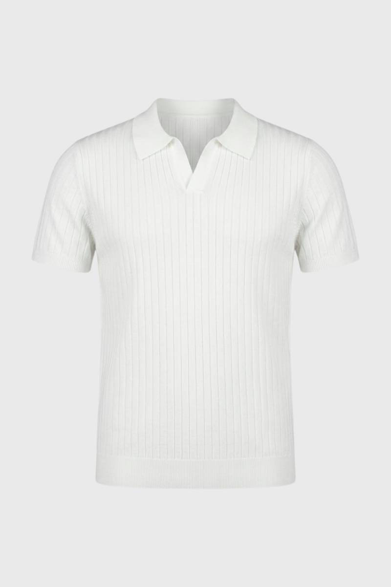 Polo Shirt Heren - Geribde Knit met Korte Mouwen | Zakelijk — Wit