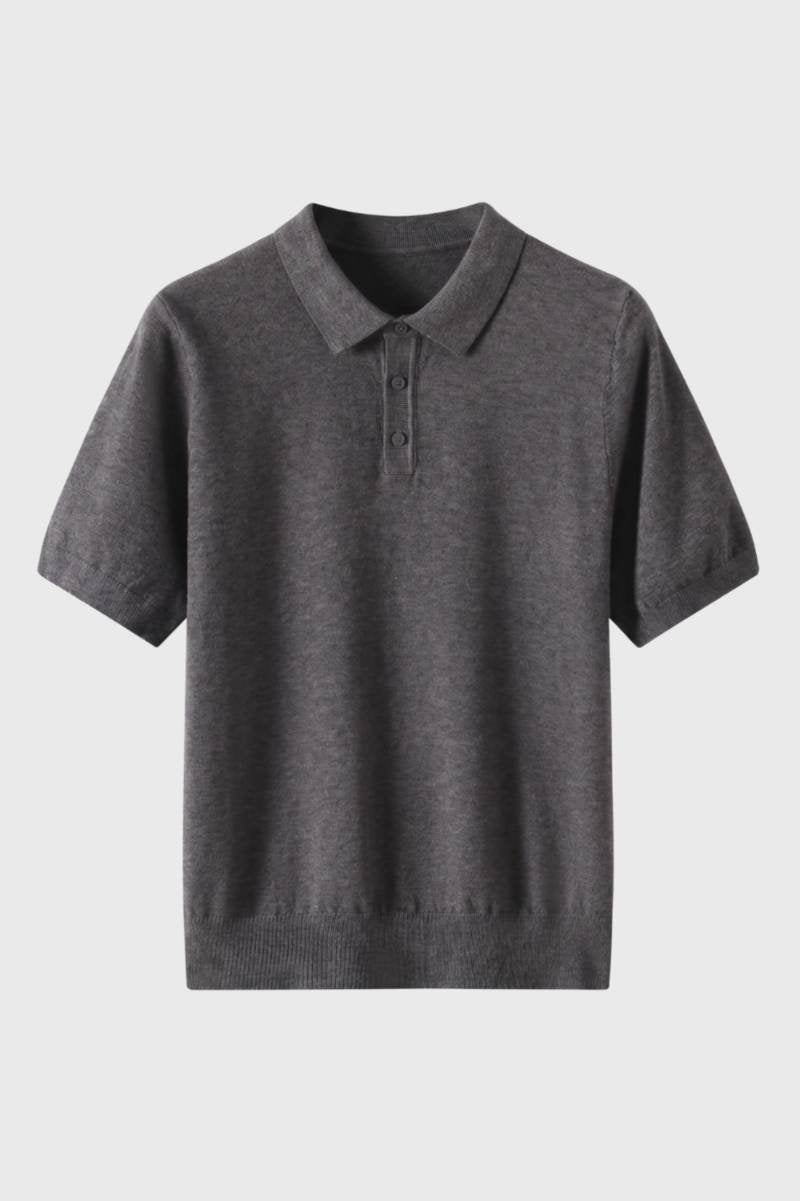 Polo Shirt Heren - Korte Mouwen met Gebreide Boord | Klassiek — Grijs