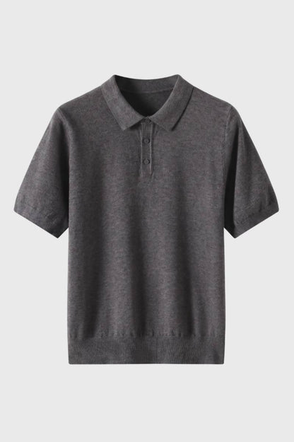 Polo Shirt Heren - Korte Mouwen met Gebreide Boord | Klassiek — Grijs
