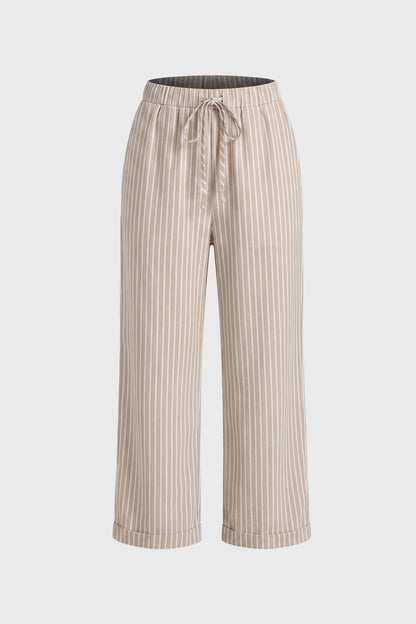 Gestreepte Wijde Broek Dames - Trekkoord Sluiting | Comfortabel