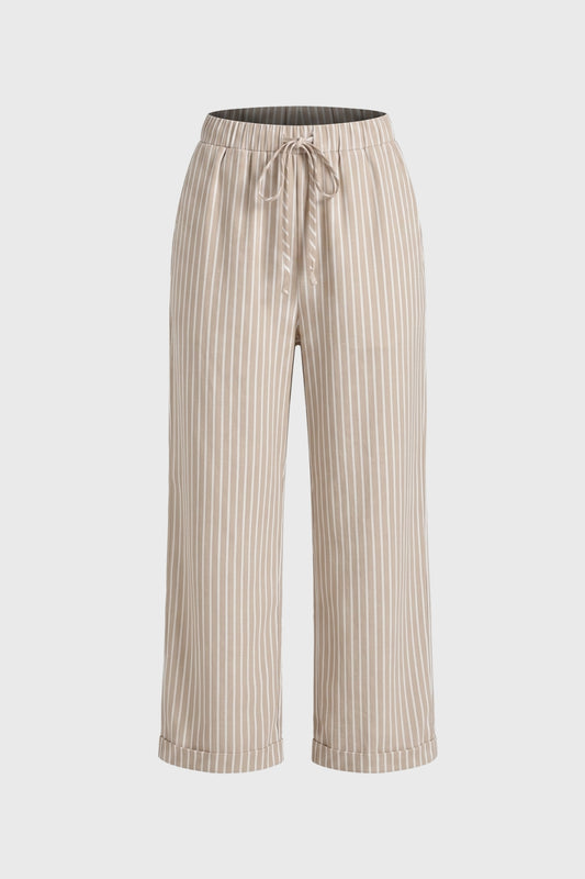 Gestreepte Wijde Broek Dames - Trekkoord Sluiting | Comfortabel