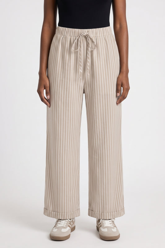 Gestreepte Wijde Broek Dames - Trekkoord Sluiting | Comfortabel