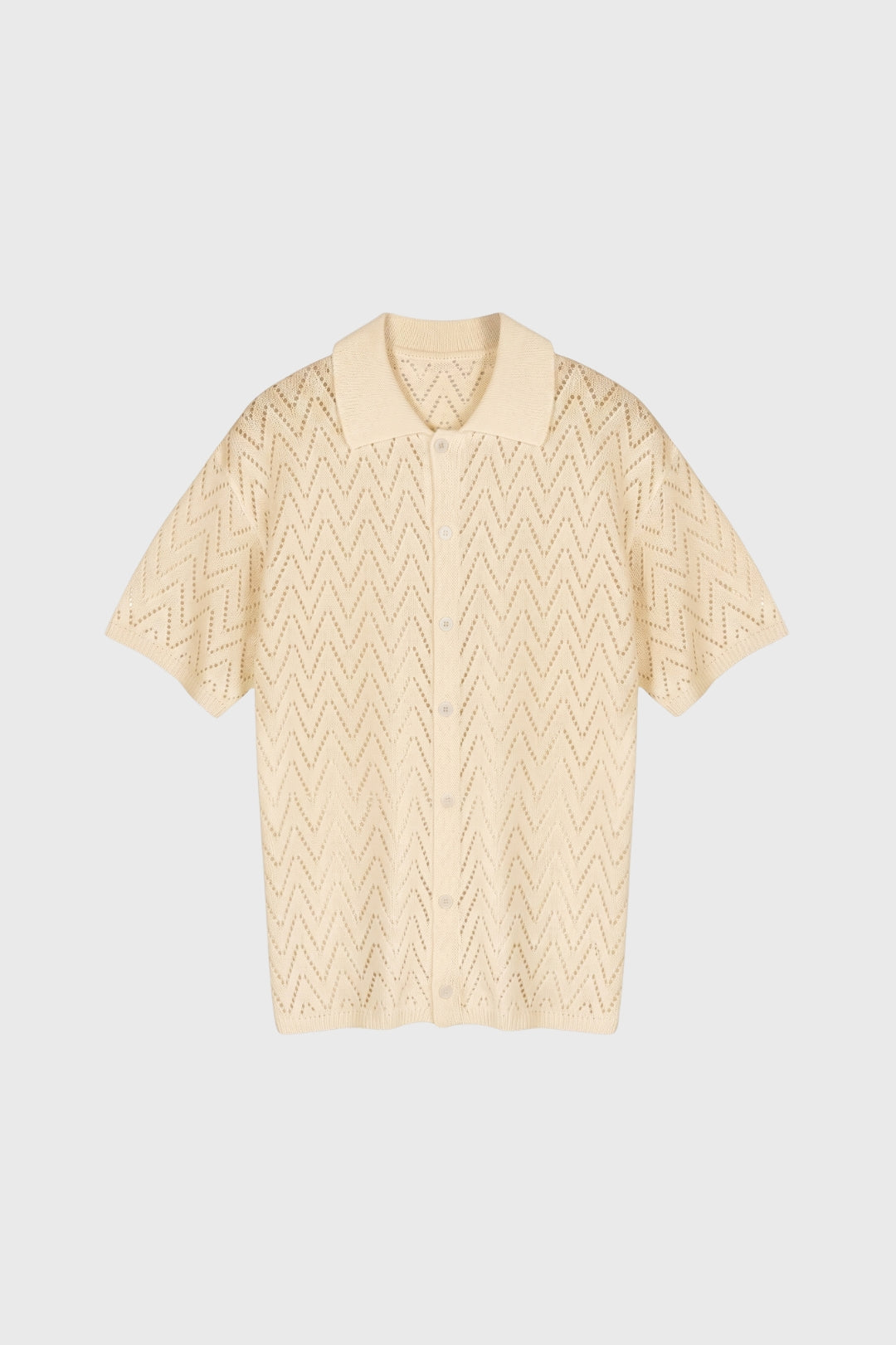 Polo Heren - Gestructureerde Zigzag Dessin | Knoopsluiting