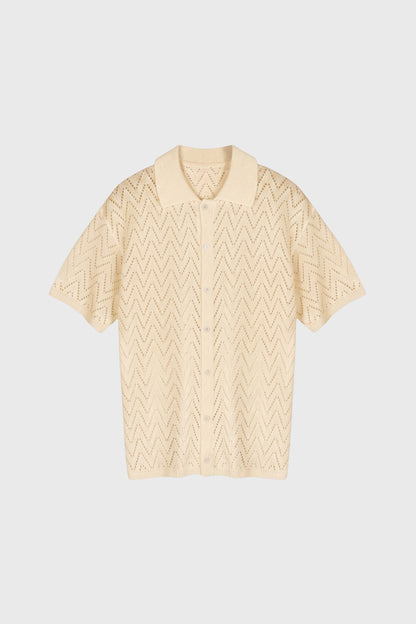 Polo Heren - Gestructureerde Zigzag Dessin | Knoopsluiting