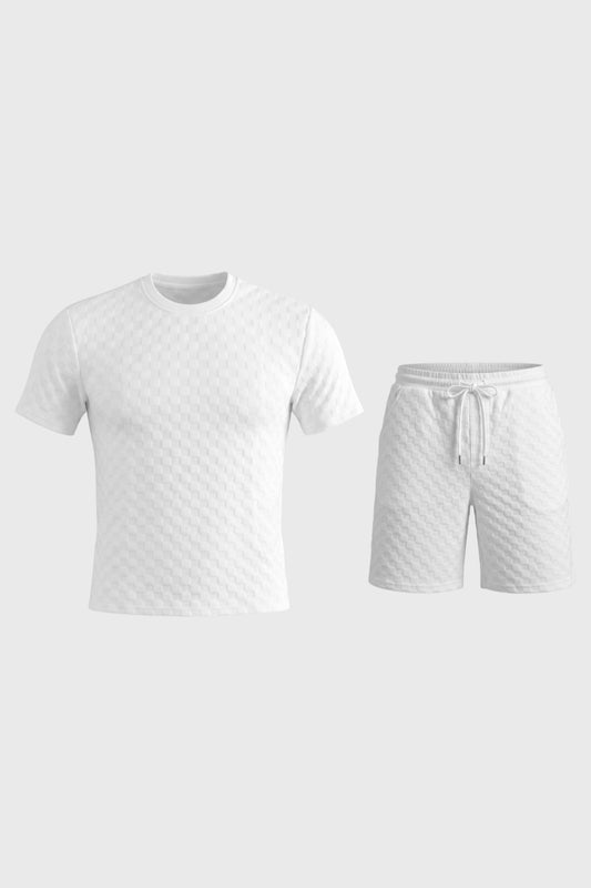 2-Delige Set Heren - Gestructureerd T-shirt met Korte Broek | Trekkoord
