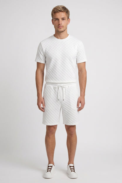 2-Delige Set Heren - Gestructureerd T-shirt met Korte Broek | Trekkoord
