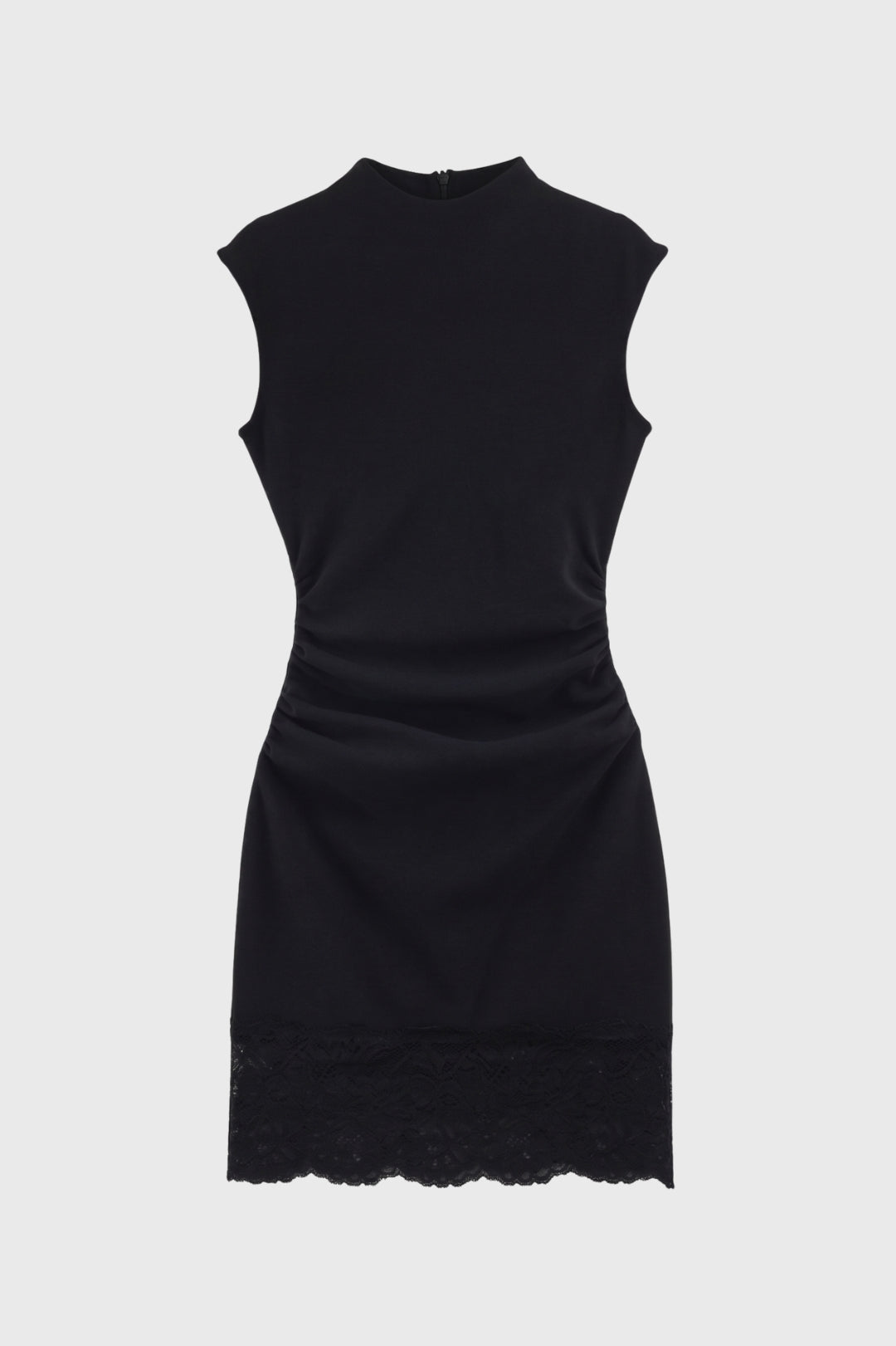 Mini Jurk Dames - Mouwloos met Kanten Zoom | Getailleerd
