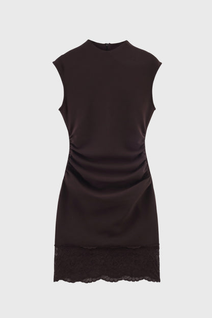 Mini Jurk Dames - Mouwloos met Kanten Zoom | Getailleerd