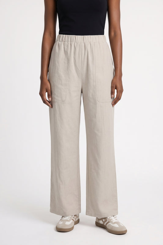 Wijde Broek Dames - Relaxed met Elastische Taille | Zakjes